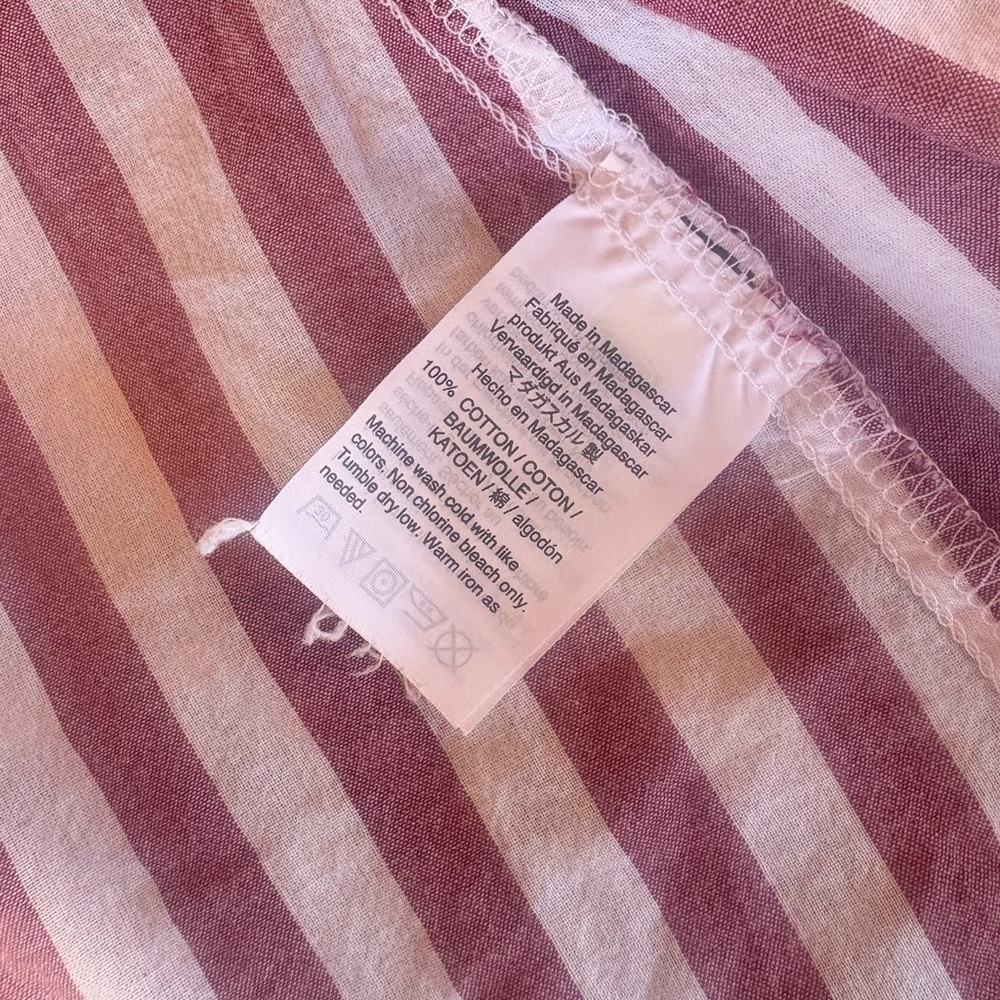 J Crew Mercantile Striped Linen Cotton Button-Up Pink Red Shirt Beach Spring S - Picture 2 of 6